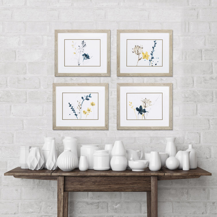 Winston Porter Ligth Wood Toned Frame Navy Garden Inspire Framed 4